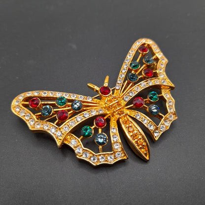 Eisenberg Ice Rhinestone Butterfly Brooch, 1980s Vintage Jewelry