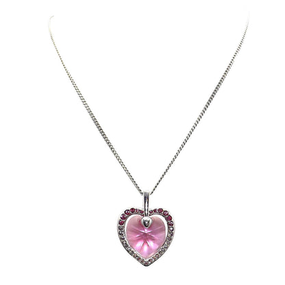 Swarovski “Mom 2003” Pink Heart Crystal Necklace, Swan Logo, Vintage 2000s Jewelry