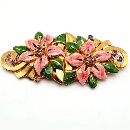 Coro Duette 1930s Enamel Floral Brooch or Two Dress Clips