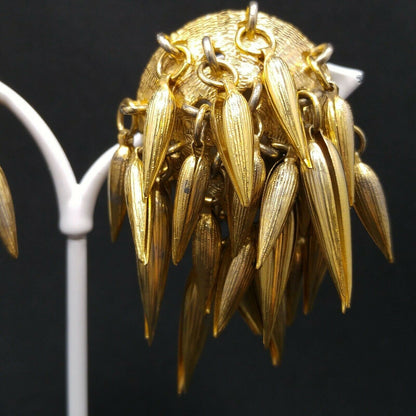 Hattie Carnegie Atomic Earrings, Gold Plated, Mid-Century Modern Vintage Jewelry