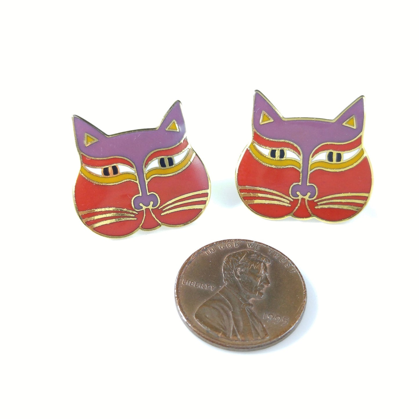 Laurel Burch "Siamese Cats" Post Earrings, 1980s Vintage Jewelry