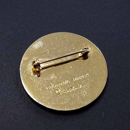 Vintage Laurel Burch Celestial Birds Brooch, Gold Plated Cloisonne, 1980s