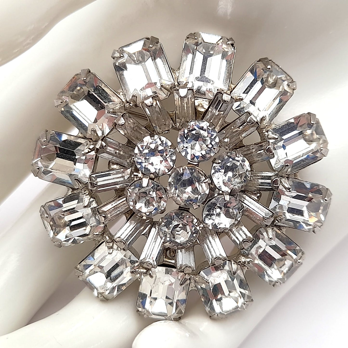 Vintage WEISS Clear Crystal Rhinestone Wedding Brooch
