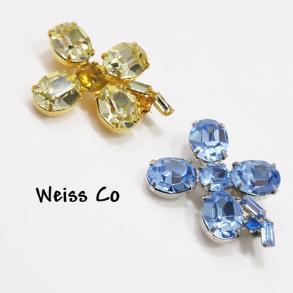 Vintage Weiss Two Set Crystal Brooches, 1947 Signed Weissco 1940 Vintage Jewelry