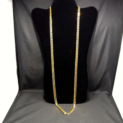 Monet Cuban or Curb Chain 36" Necklace, Gold Plated, 1980s Vintage Jewelry