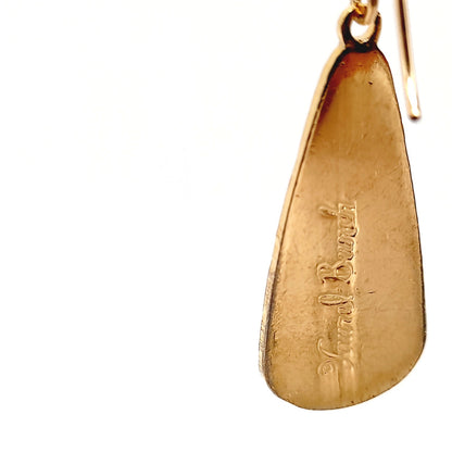 Laurel Burch Black Enamel Earrings – Vintage Gold Plated Drop Dangle Jewelry