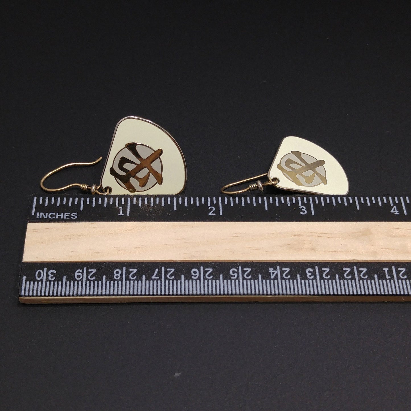 Vintage Laurel Burch Tranquility Earrings, Gold Plated, Cream Enamel