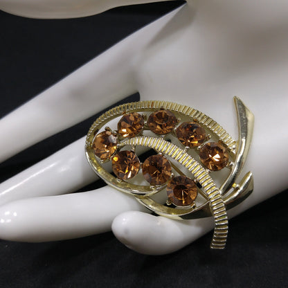 Kramer Topaz Crystal Rhinestone Brooch, Mid-Century Modern, 1950s Vintage Jewelry