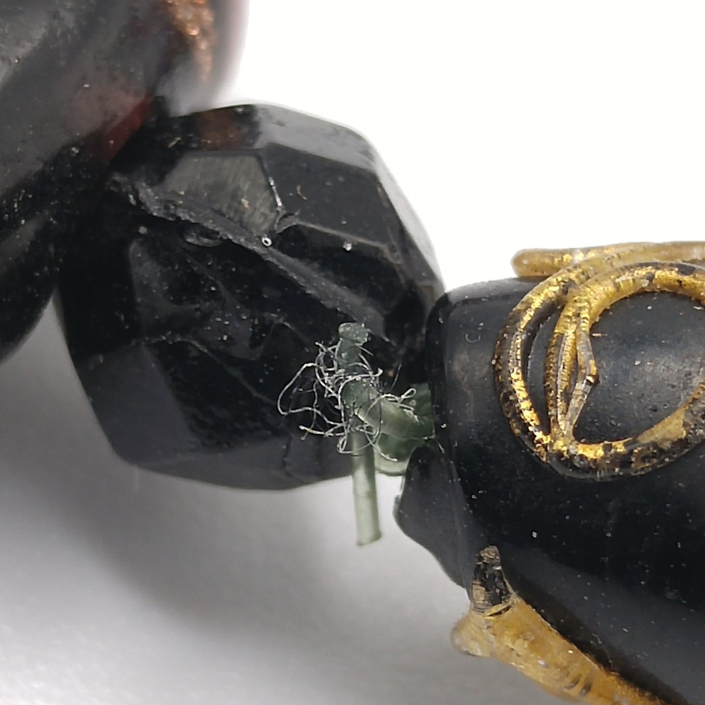 1940s Wedding Cake Murano Venetian Glass Bead Necklace Black Pink Gold 30”