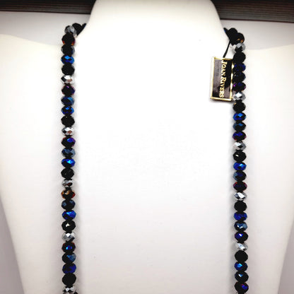 Vintage Joan Rivers Multistrand Purple Blue Silver Beaded Necklace