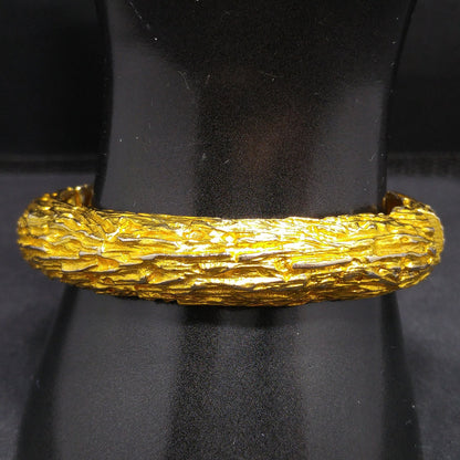Vintage Hattie Carnegie Hinged Clamper Bracelet, Gold Plated, 1970s