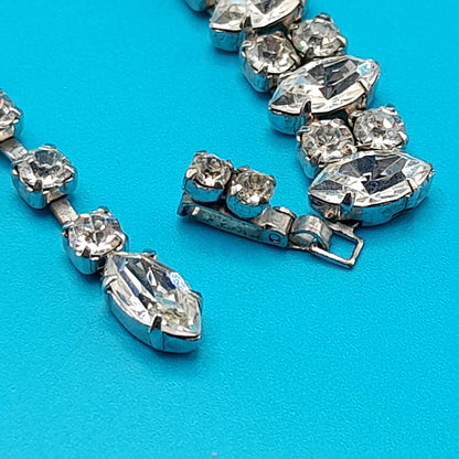 Vintage Weiss Choker Clear Rhinestone Necklace, Rhodium Plated, 1950s