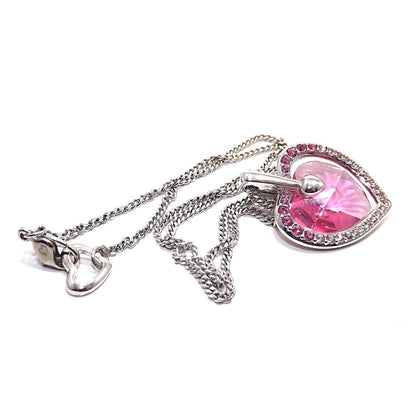 Swarovski “Mom 2003” Pink Heart Crystal Necklace, Swan Logo, Vintage 2000s Jewelry