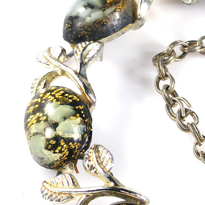 Lucite Glitter Cabochon Choker Necklace, Mid-century, 1950s Vintage Jewelry