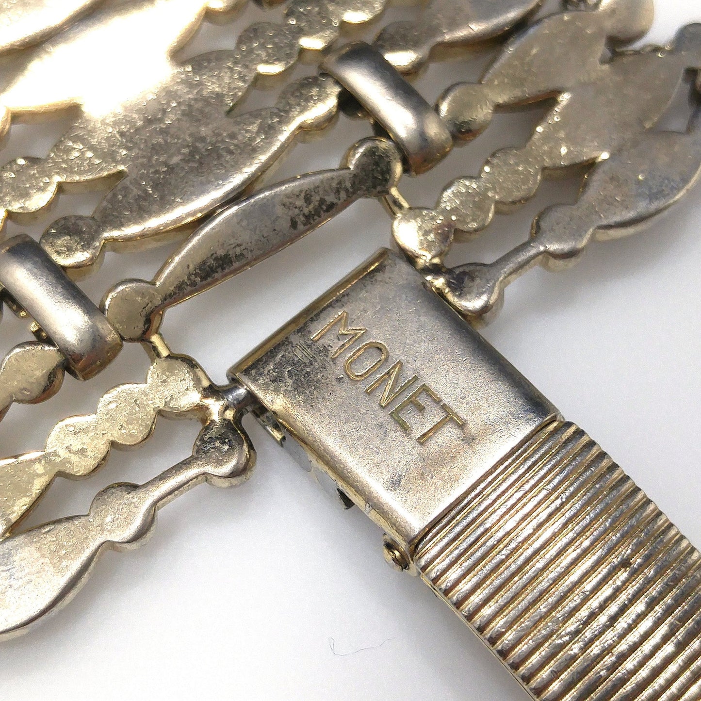 Vintage Monet "Minaret" Mid-Century Bracelet, Gold Plated, Book Piece, 1950s Jewelry