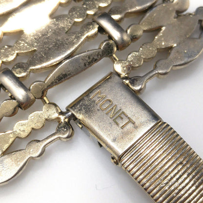 Vintage Monet "Minaret" Mid-Century Bracelet, Gold Plated, Book Piece, 1950s Jewelry