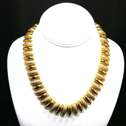 Vintage Smooth Textured Choker Necklace, Gold Plated, 1980s Vintage Jewelry