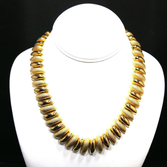 Vintage Smooth Textured Choker Necklace, Gold Plated, 1980s Vintage Jewelry