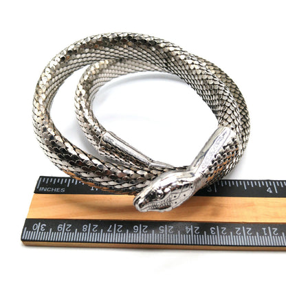 Whiting & Davis Snake Mesh Necklace Bracelet 1970s Egyptian Revival Book Piece