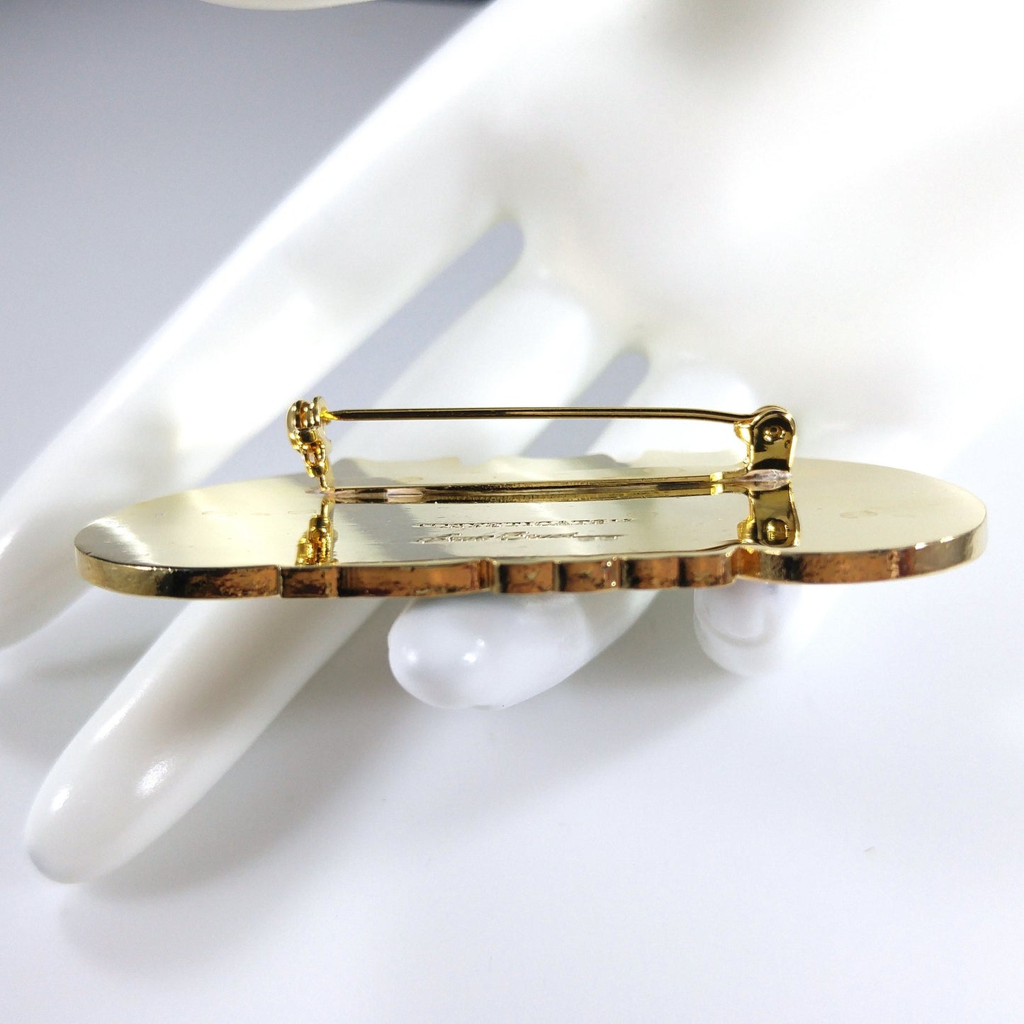 Laurel Burch "Mysticats" Large Cat Brooch, Gold Plated Cloisonne, 1980s