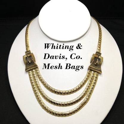 Whiting & Davis Buckle Necklace, Gold Plated, 1940s Vintage Jewelry