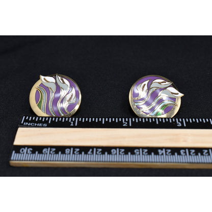 Laurel Burch "Lilies For Les" Floral Post Earrings, Gold Plated, 1980s