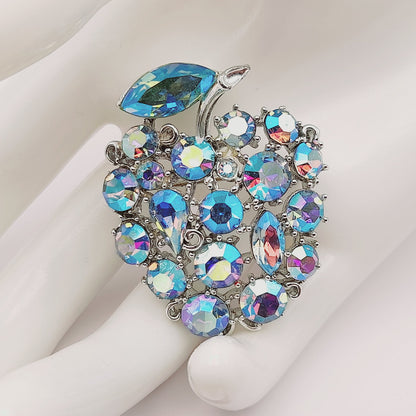 Vintage Lisner Blue Aurora Borealis Fruit Brooch