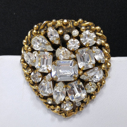 Barclay Clear Rhinestone Brooch, Gold Plated, "Jewels of India", 1950s Vintage Jewelry