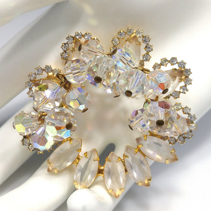 Vintage Juliana Clear Beaded Brooch, D & E Reference #7518, Gold Plated, 1960s