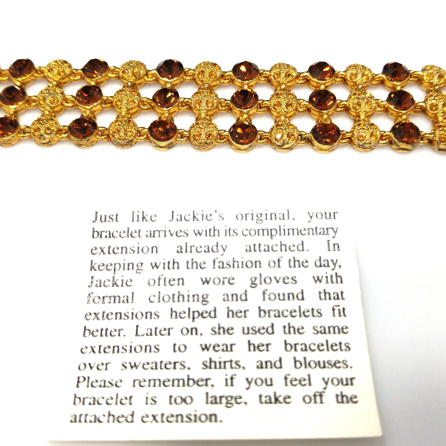Jackie Kennedy JBK Bracelet by Camrose & Kross, Topaz Rhinestone, COA