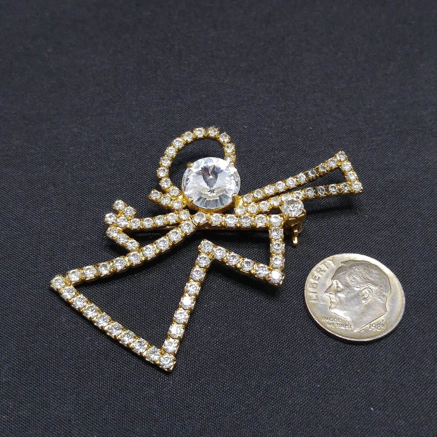 Eisenberg Ice Angel Rhinestone Brooch, Rivoli Clear Rhinestone, 1970s Vintage