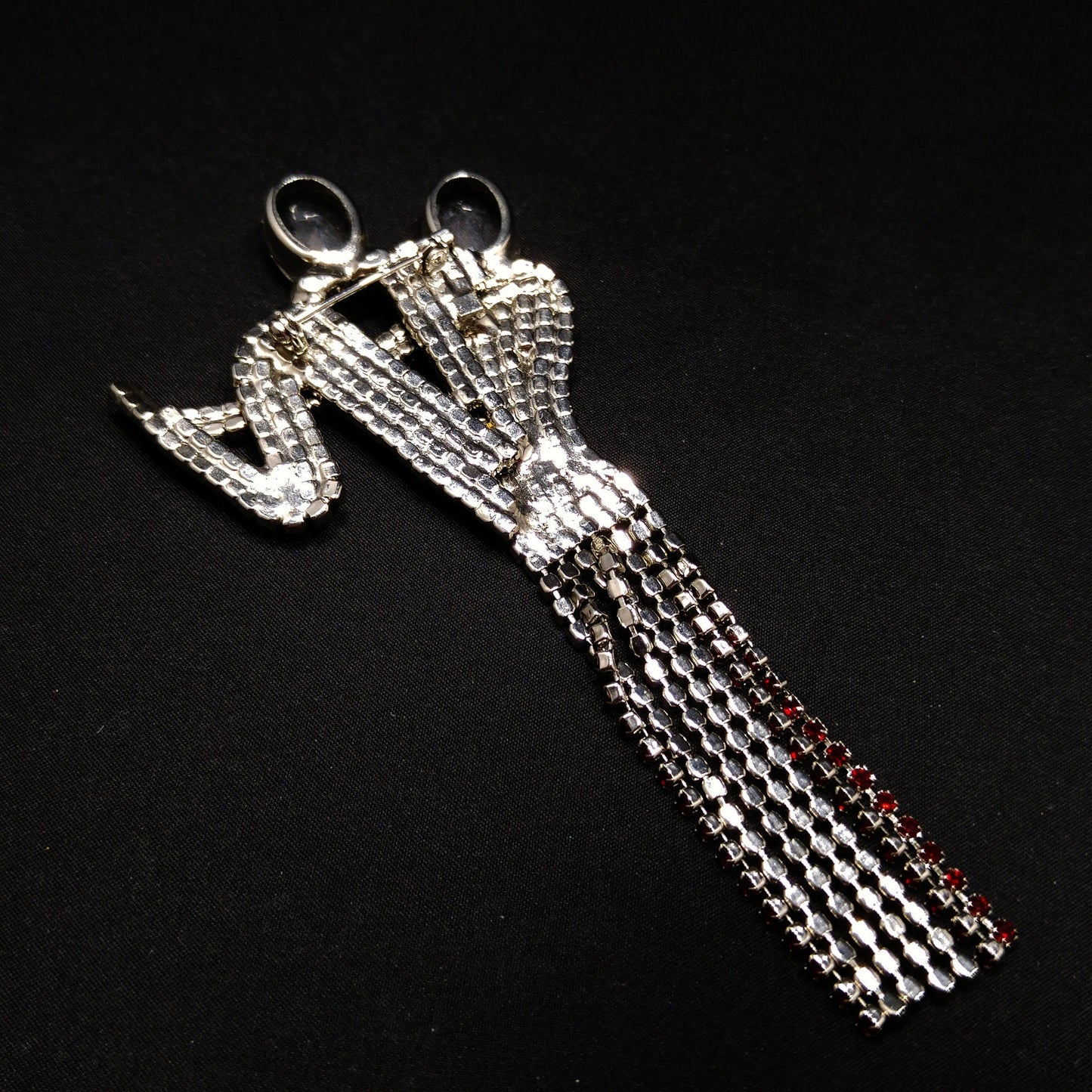 Dancing Couple Rhinestone Brooch, Dangling Fringe Dress, 1950s Vintage Jewelry