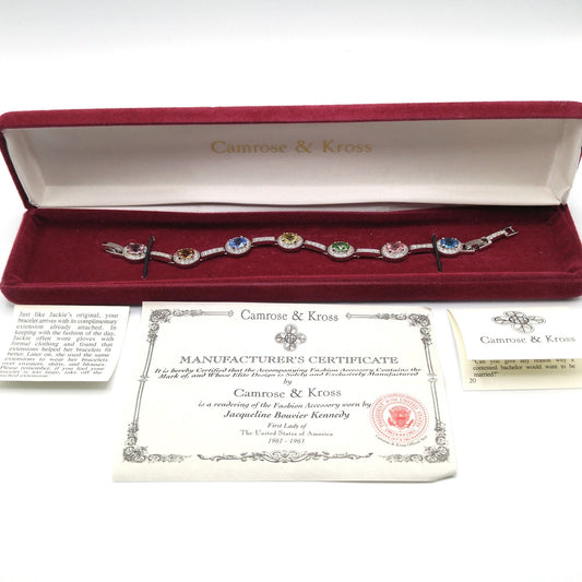 Vintage Jackie Kennedy JBK Bracelet – Camrose & Kross Multicolor Rhinestones