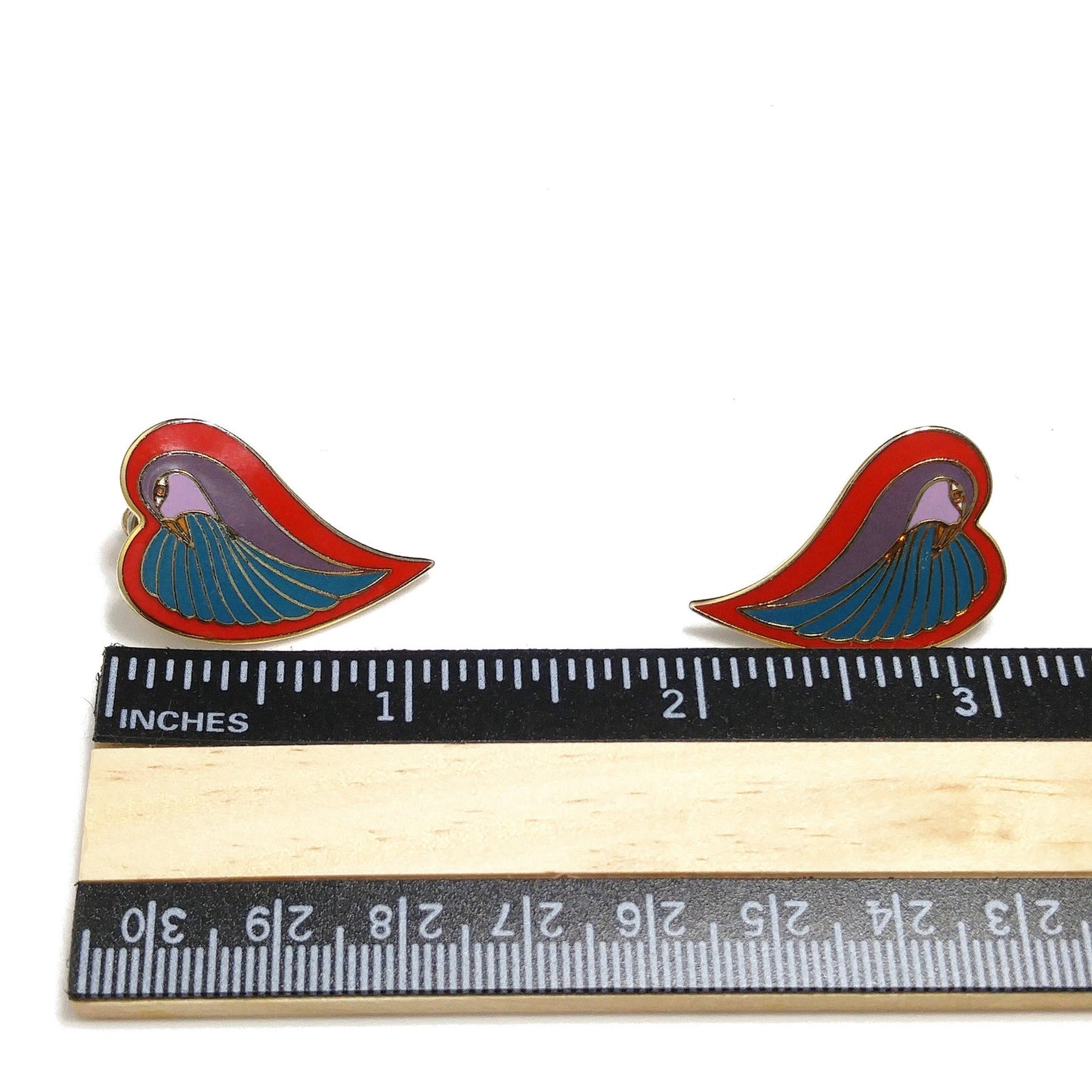 Laurel Burch "Dove Heart" Post Earrings, Gold Plated, 1980s Vintage Jewelry
