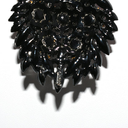 Rare Hollycraft Red Rhinestone Pendant Necklace, Black Enamel Japanned, 1950s Vintage Jewelry