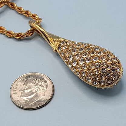 Swarovski Clear Rhinestone Long Pendant Necklace, 30 Inches, Swan Logo
