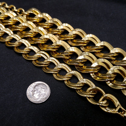 Monet Wide Link Necklace Bracelet Set, Double Links, 1980s Vintage Jewelry