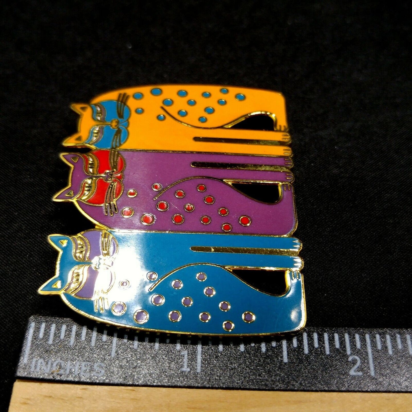 Laurel Burch "Siamese Cats" Brooch Pin, Gold Plated Cloisonne, Enamel, Cat Lover