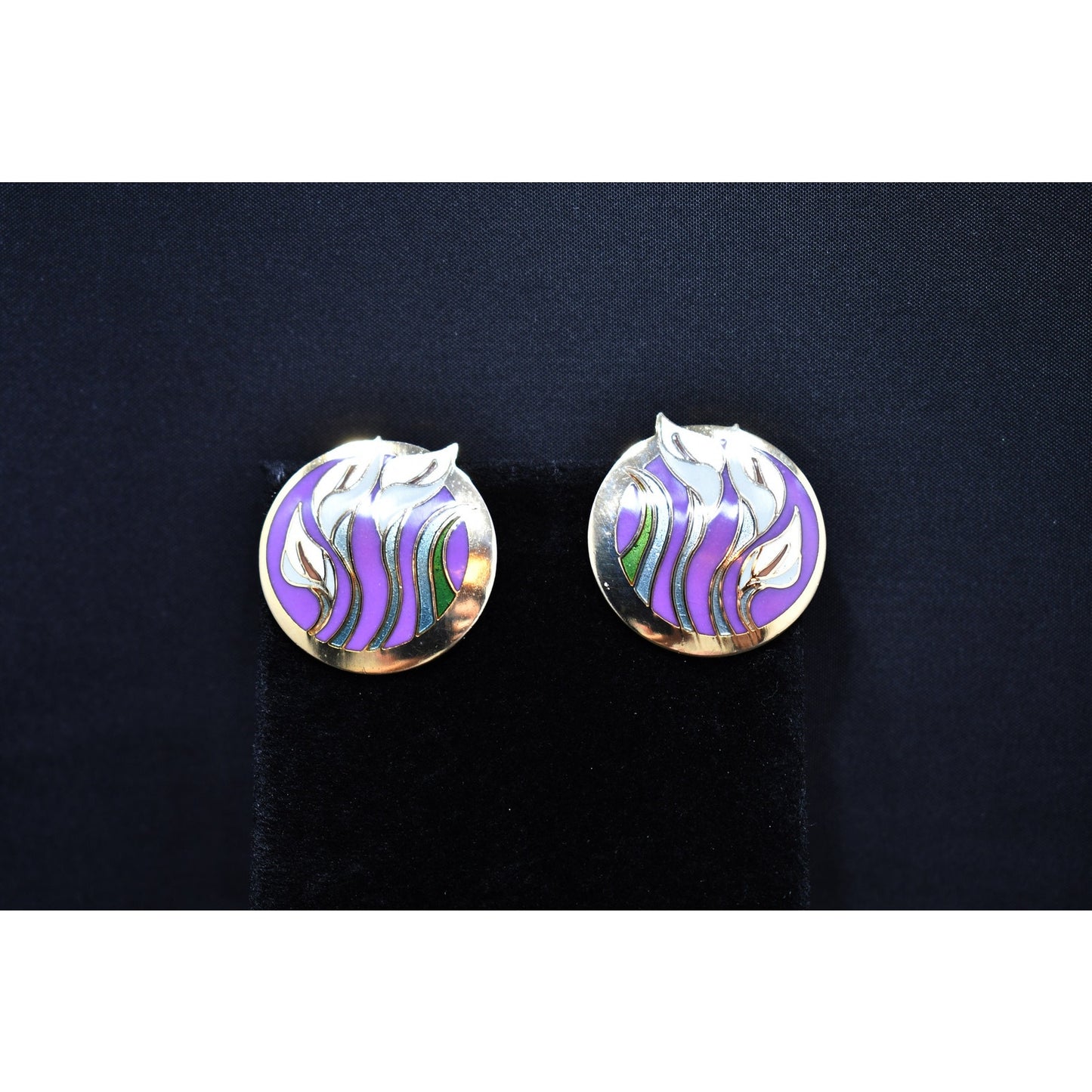 Laurel Burch "Lilies For Les" Floral Post Earrings, Gold Plated, 1980s