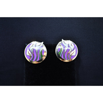 Laurel Burch "Lilies For Les" Floral Post Earrings, Gold Plated, 1980s