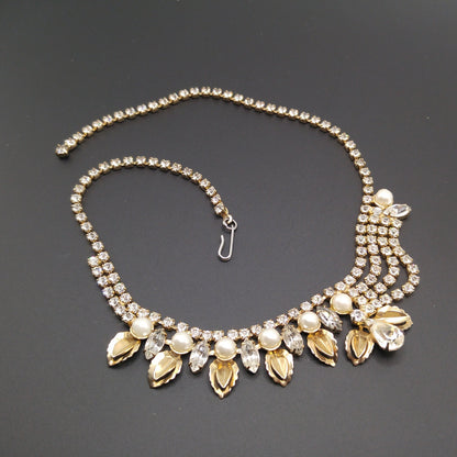 Unique Vintage Wedding Necklace, Unsymmetrical Choker, Gold Plated, 1960s Vintage Jewelry