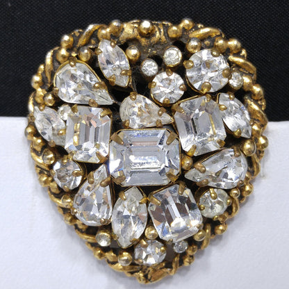 Barclay Clear Rhinestone Brooch, Gold Plated, "Jewels of India", 1950s Vintage Jewelry
