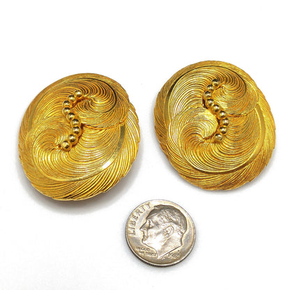 Vintage Dominique Aurientis Paris Large Clip Earrings, Gold Plated, Vintage New With Tags