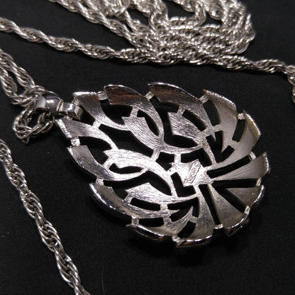 Crown Trifari Pendant Long Necklace, Layered Look, 1960s Vintage Jewelry