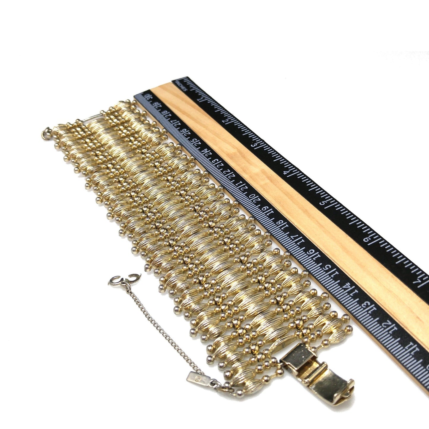 Vintage Monet "Minaret" Mid-Century Bracelet, Gold Plated, Book Piece, 1950s Jewelry