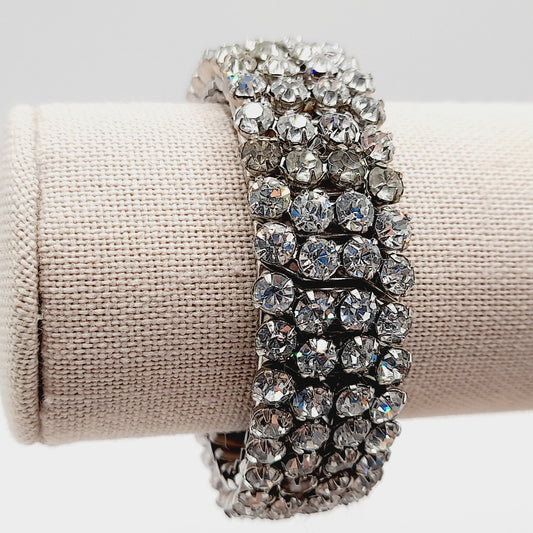 Vintage Airflex Rhinestone Bracelet – Wide Stretch Band, Made in USA, Mid-Century
