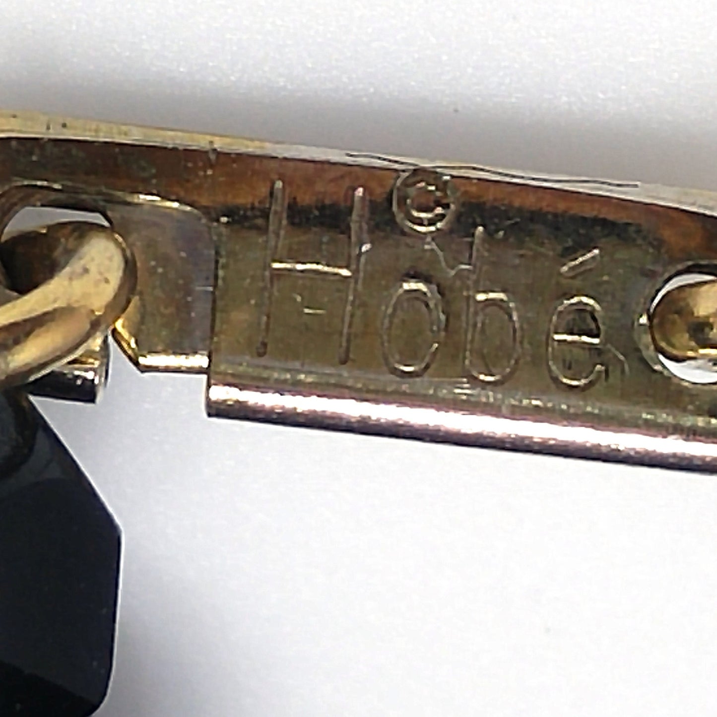 Vintage Hobeʼ Black Crystal Necklace 36 Inch Pat 3984900 Faceted 1950s