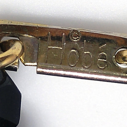 Vintage Hobeʼ Black Crystal Necklace 36 Inch Pat 3984900 Faceted 1950s