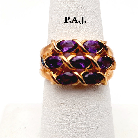 Vintage PAJ Amethyst Gemstones Size 7 1990s Ring
