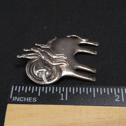 Vintage Laurel Burch Family Large Cat Pendant Brooch, Silver Tone Gold Plated